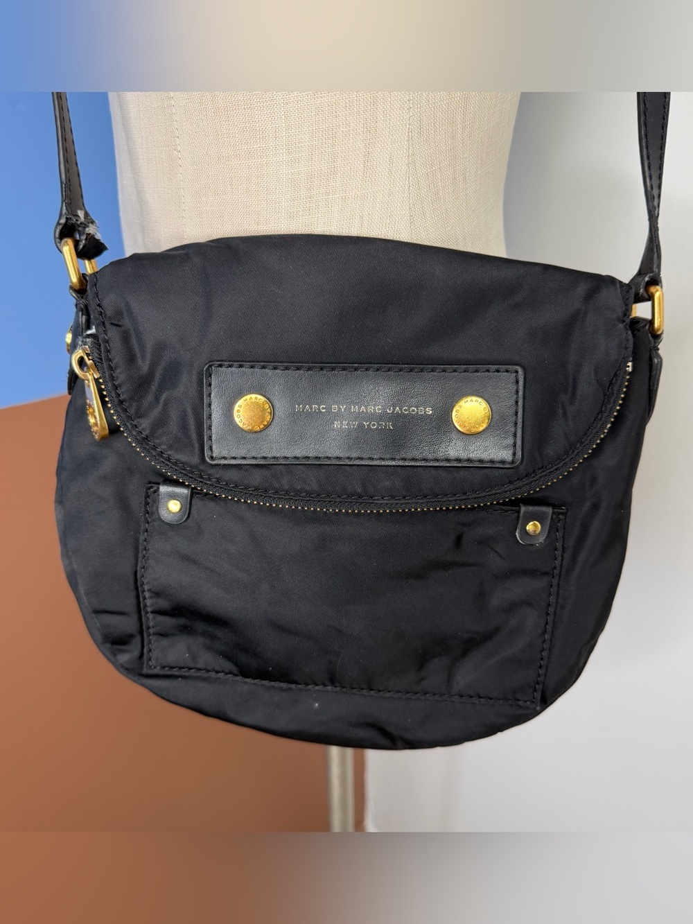Marc Jacobs Preppy Nylon Messanger Crossbody Bag Black M0012909